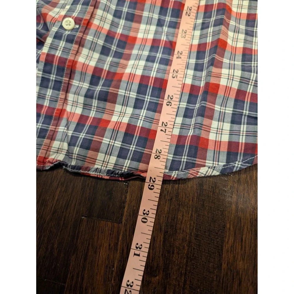 Banana Republic Shirt Mens Large Red Blue Plaid Long Sleeve‎ Button Down Casual